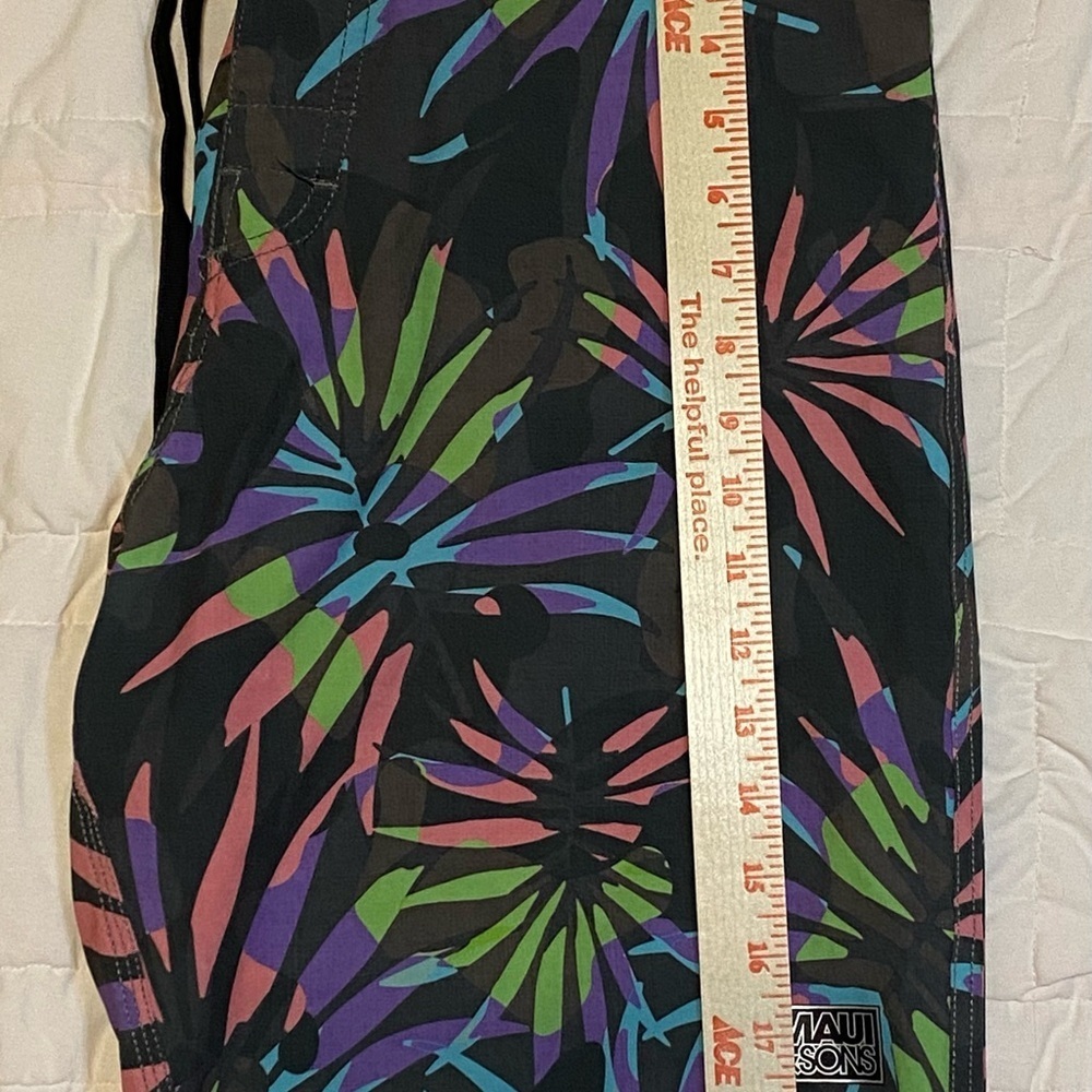 Maui and Sons Board Shorts Men’s Size 32 Tropical Palm / Neon Print Surf Trunks - Picture 9 of 9